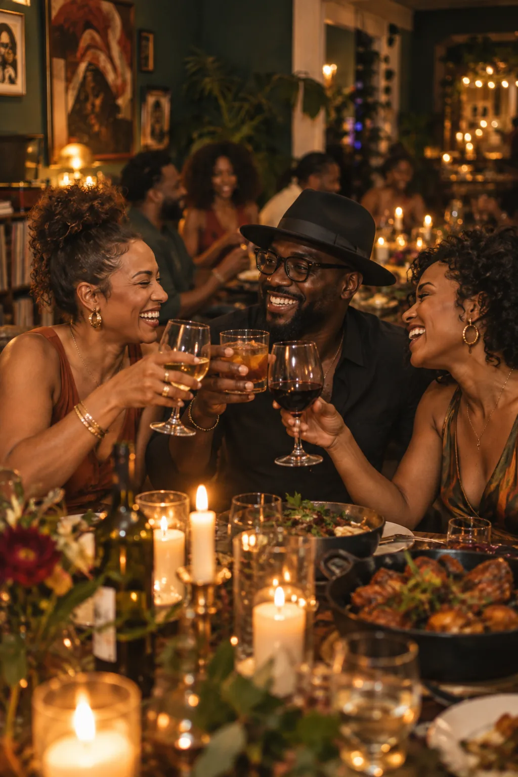 Three guests raising their glasses at the Supper Club