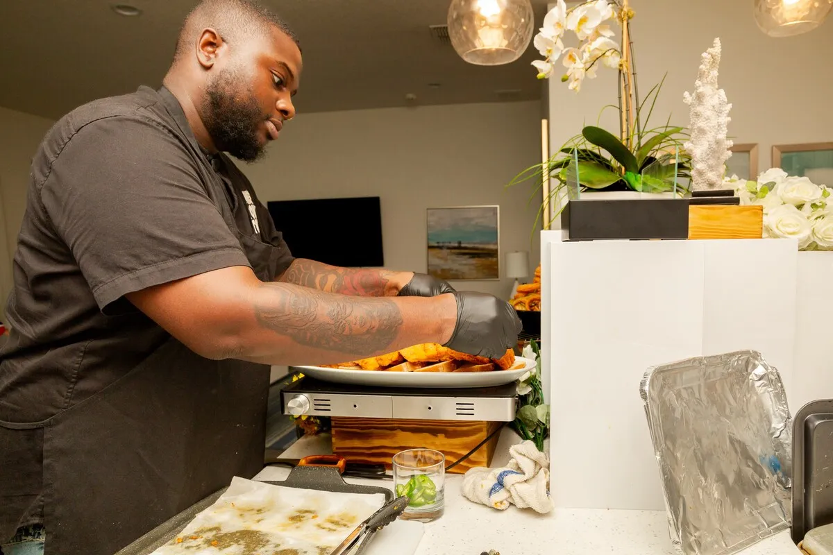 Tony at the buffet he set for an event
