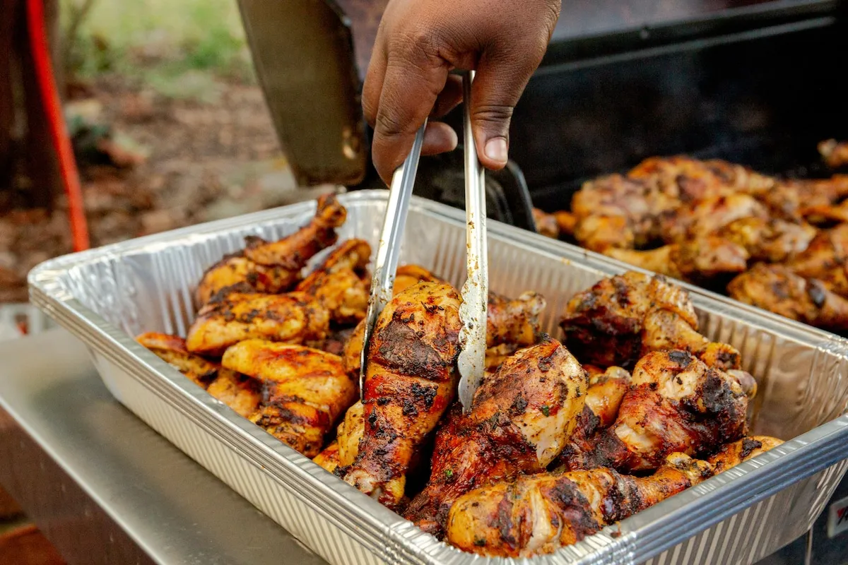 Trays of Tony&rsquo;s grilled chicken