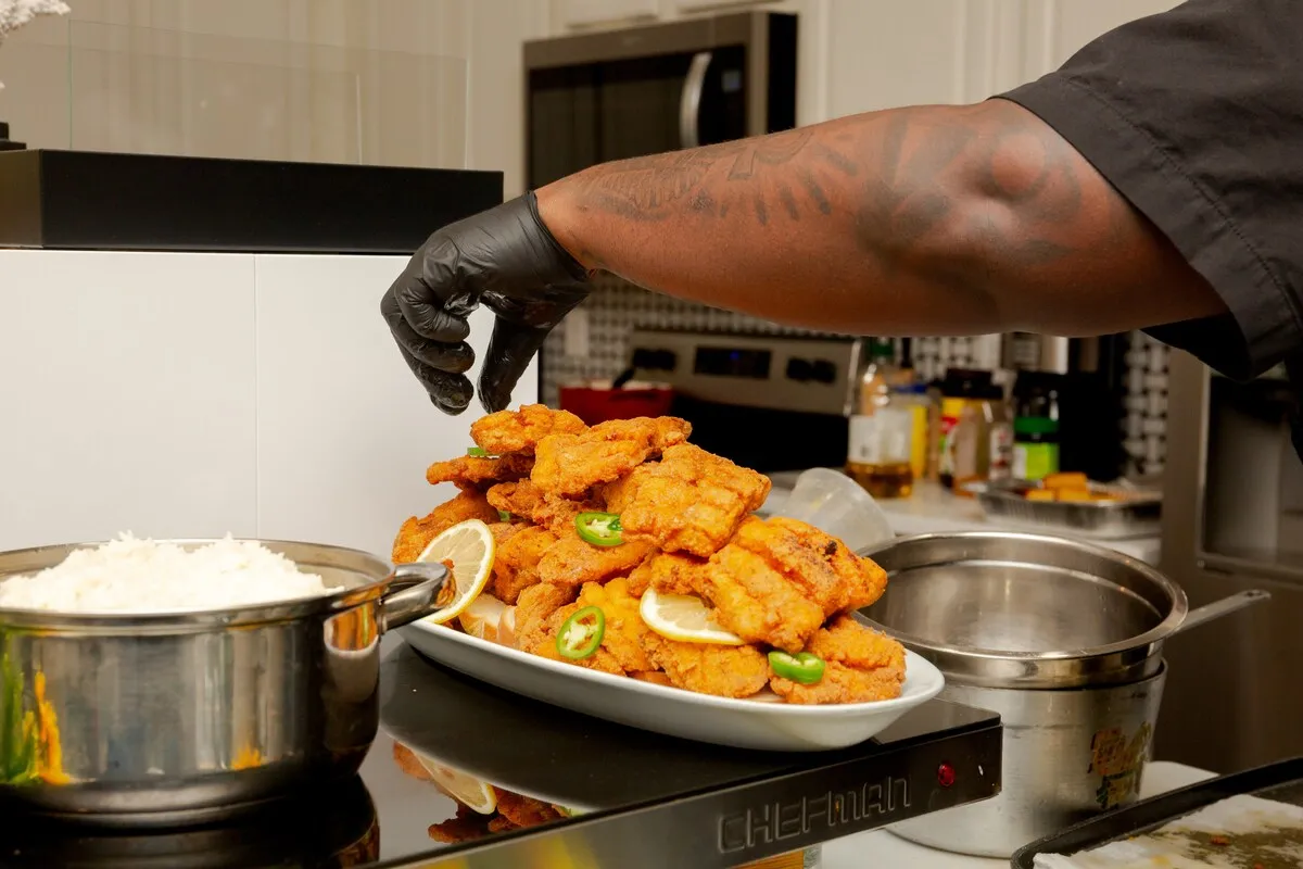 A platter of crispy fried fish