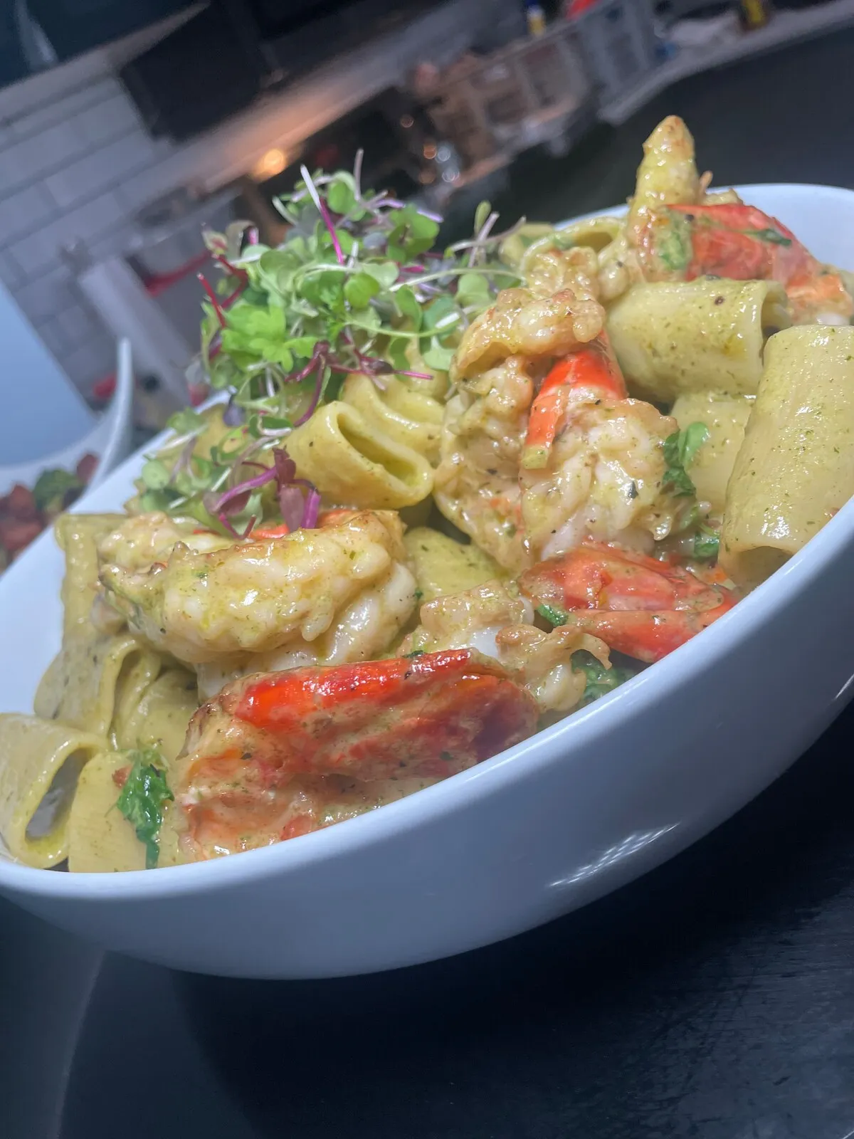 Rigatoni with shrimp in a creamy sauce