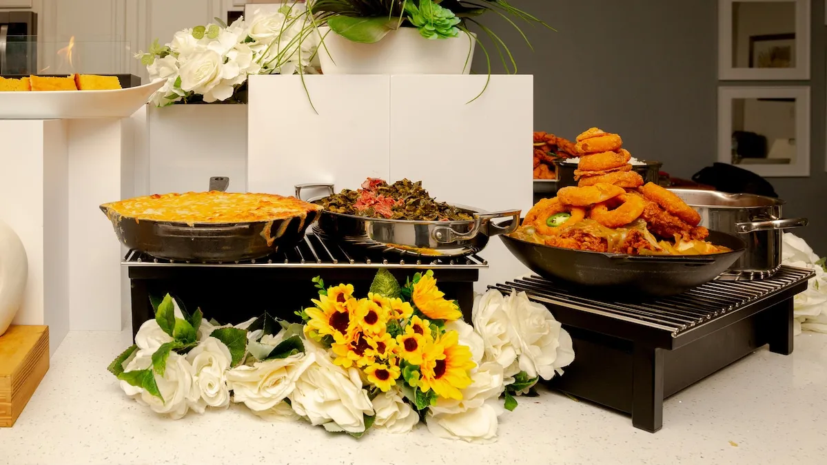 An event spread with sunflowers